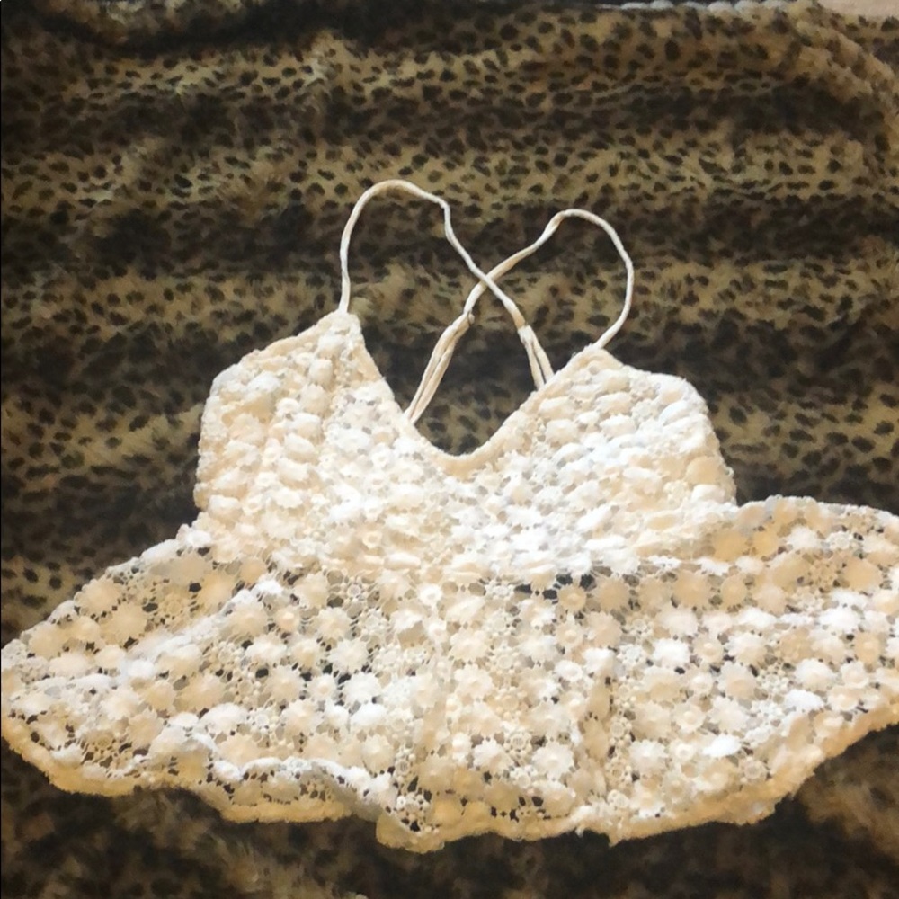 F21 Floral Eyelet Tank top